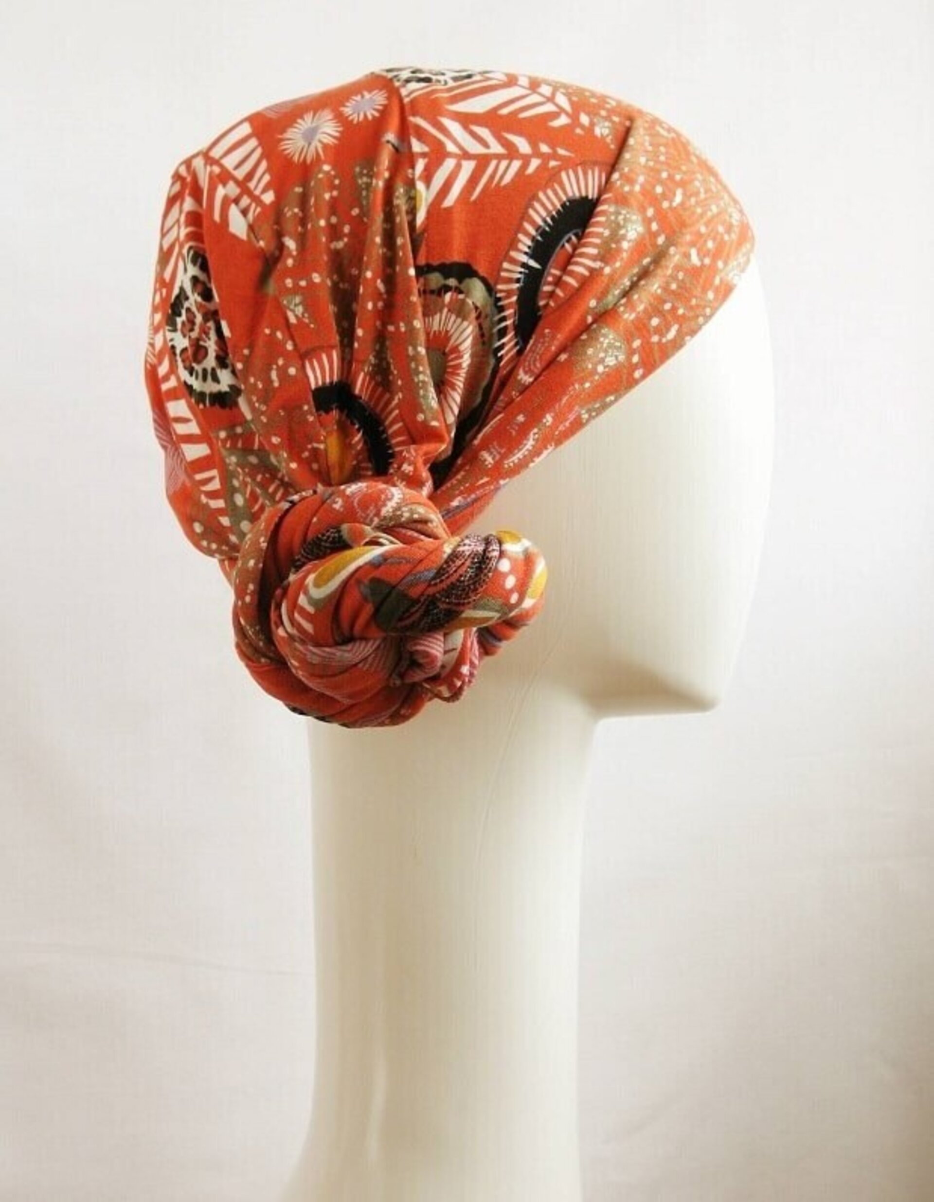 Pañuelo turbante oncológico anaranjado - 2