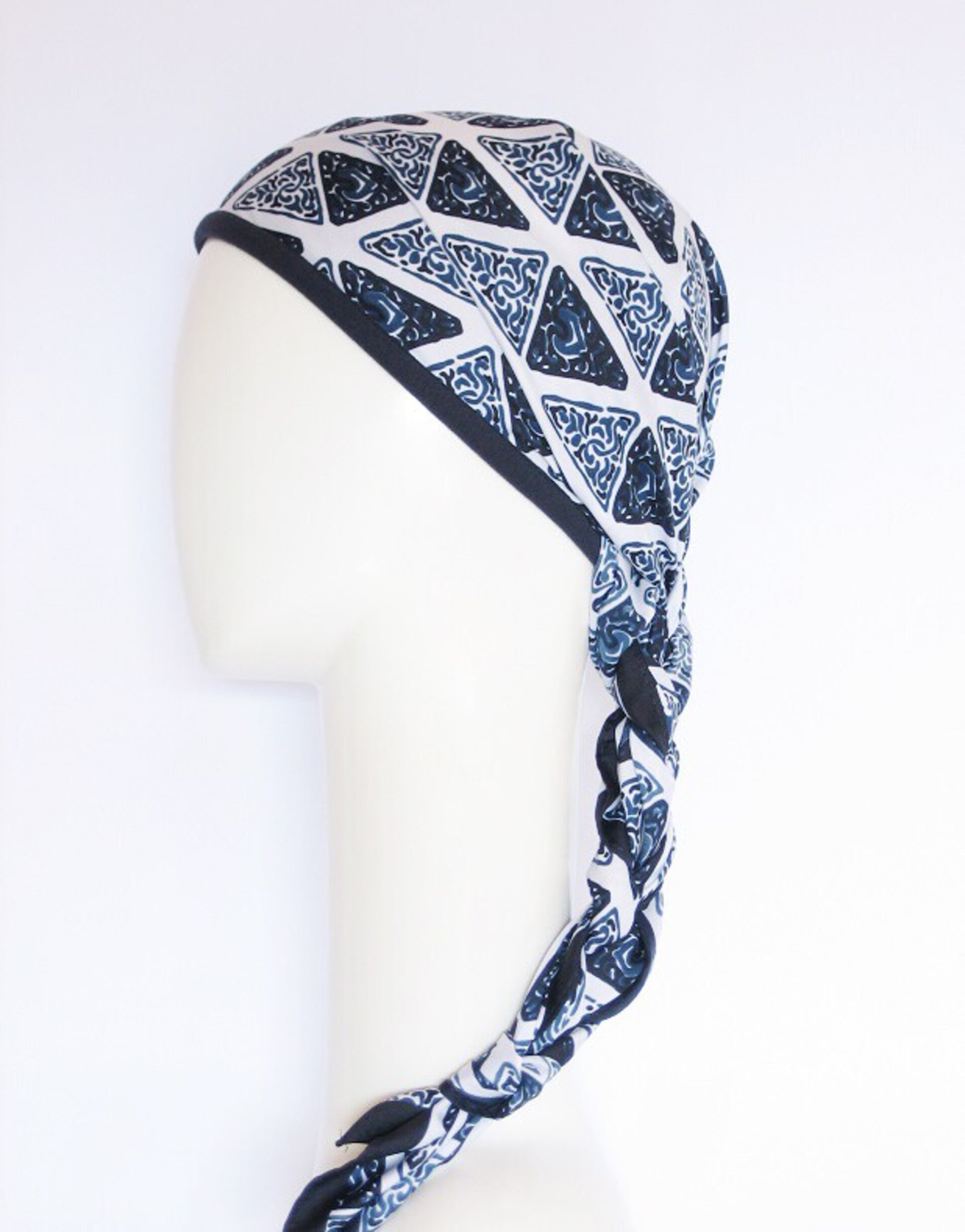 Pañuelo oncológico diadema interior azul - 4