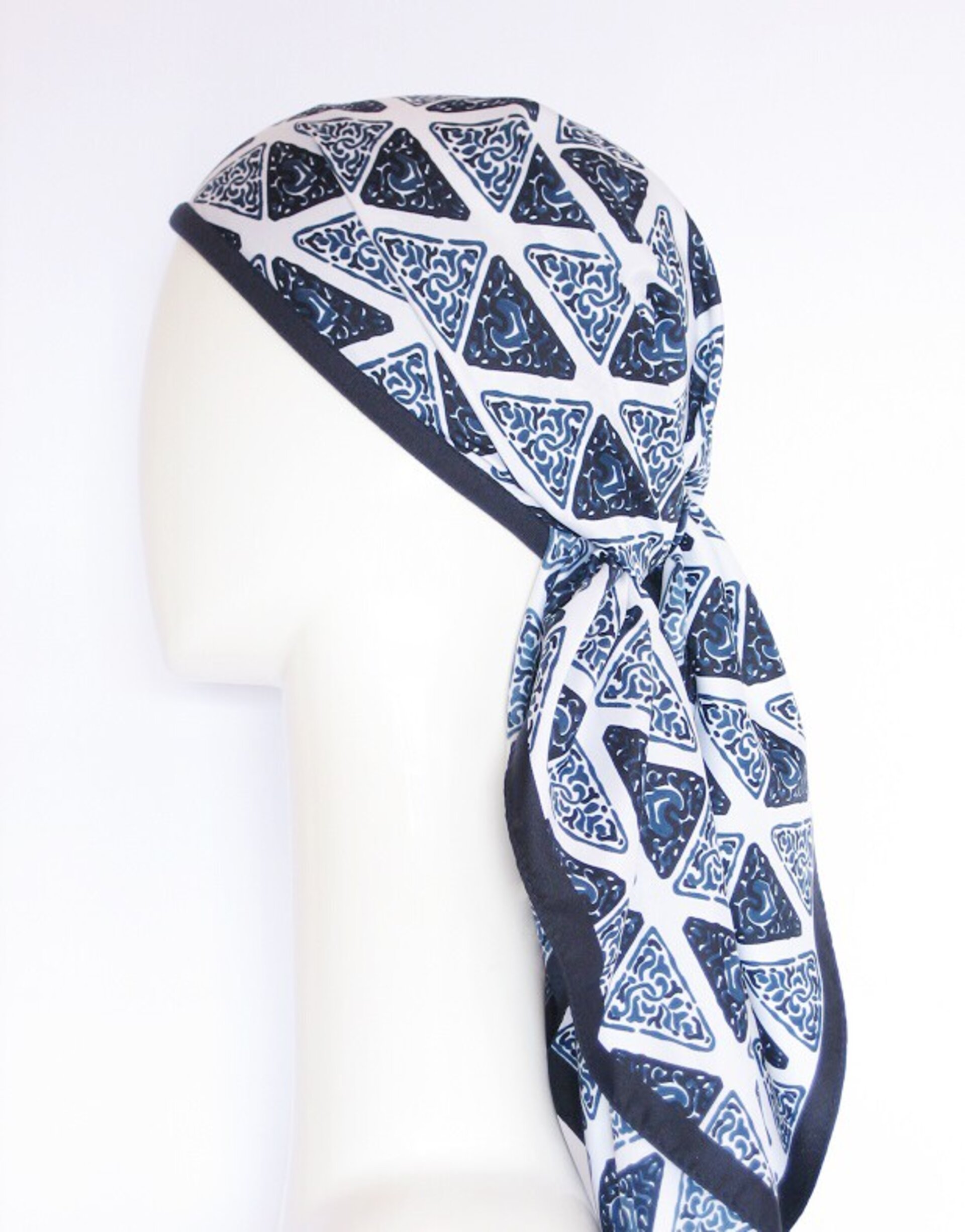Pañuelo oncológico diadema interior azul - 6
