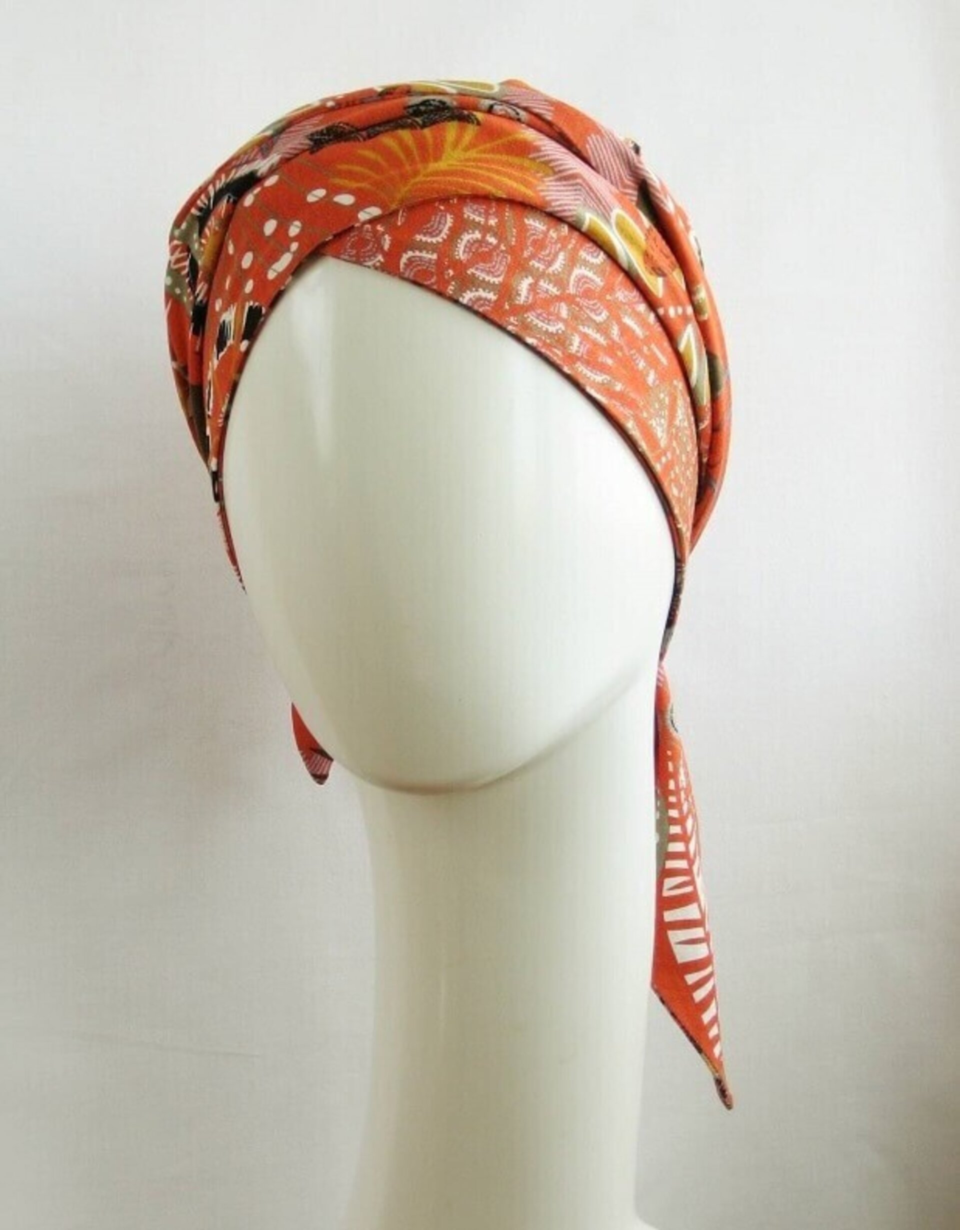 Pañuelo turbante oncológico anaranjado - 3