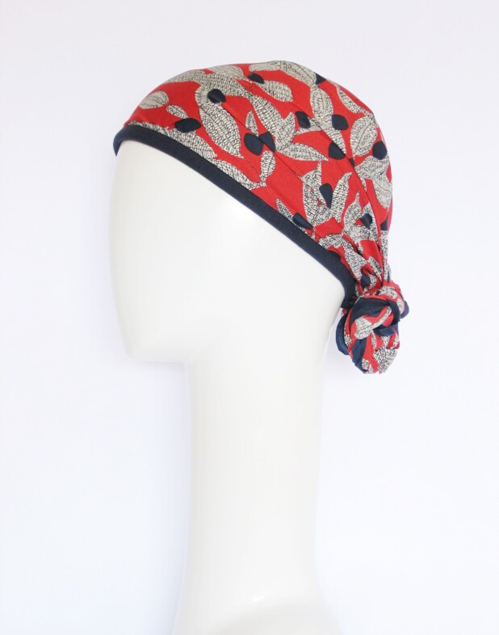 Pañuelo oncológico diadema interior rojo y azul - 7