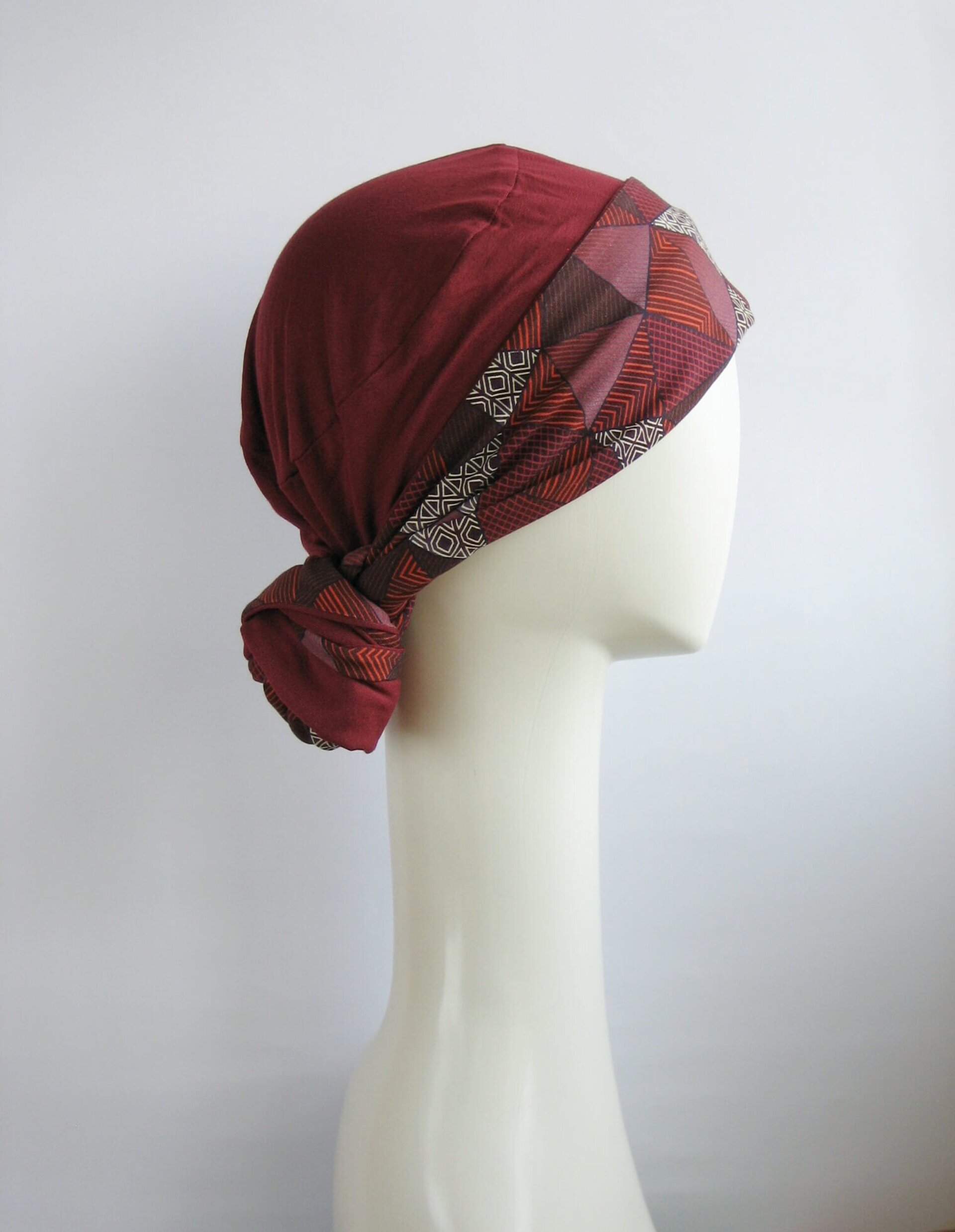 Pañuelo turbante granate - 3
