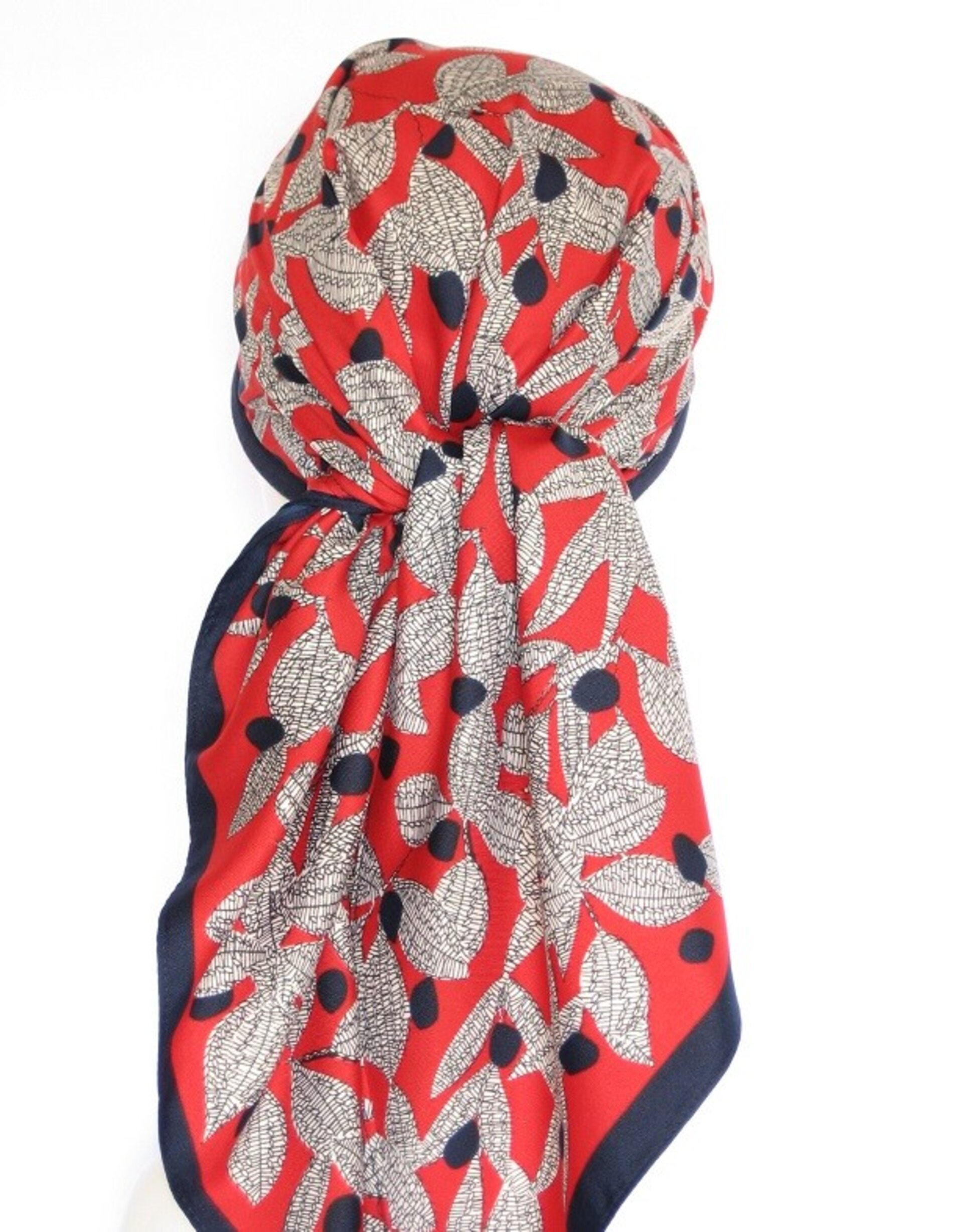 Pañuelo oncológico diadema interior rojo y azul - 4